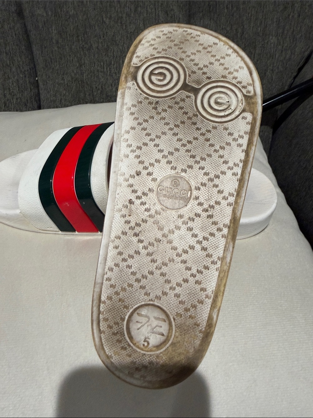 Gucci Beige and Brown Patterned Slide Sandals - Picture 3 of 5